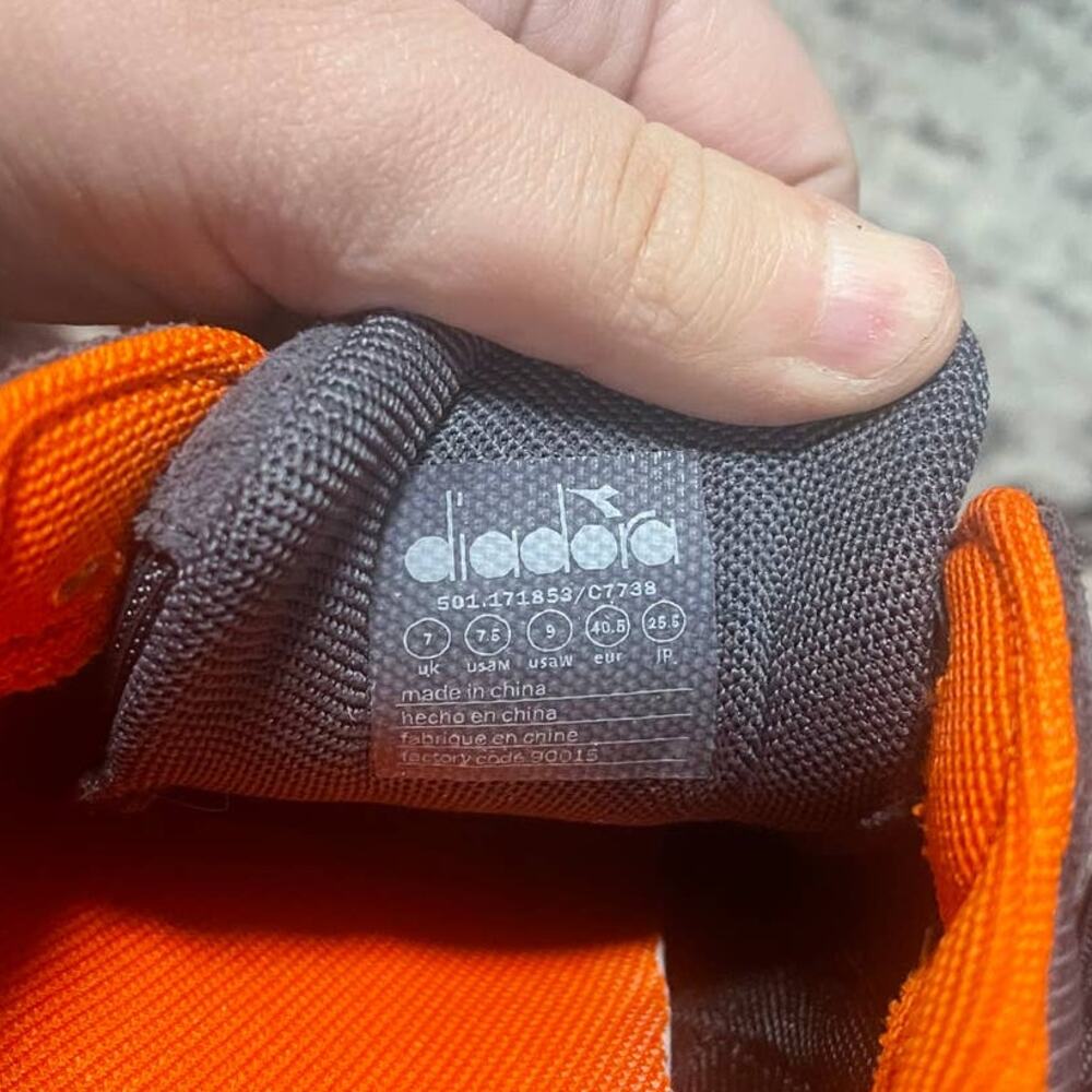 Diadora Gray and Orange Athletic Shoes - Picture 6 of 7